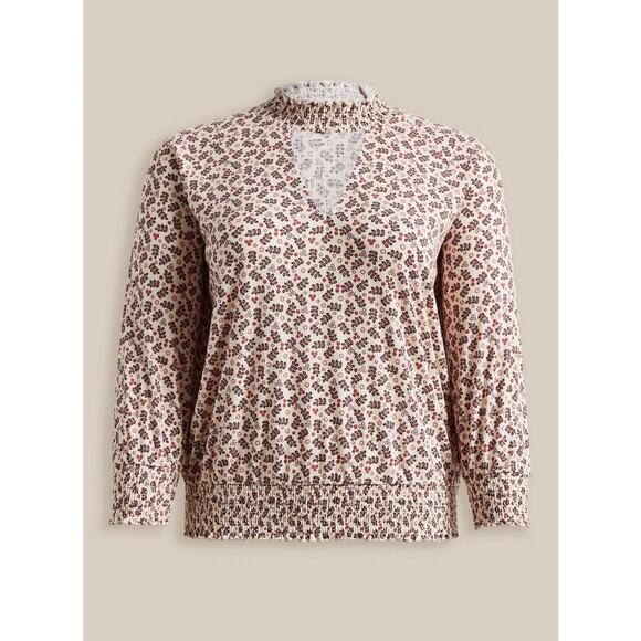 NWT Torrid 2X Floral Textured Jersey Choker Neck Smocked Bottom Top 18-20 - Picture 5 of 8